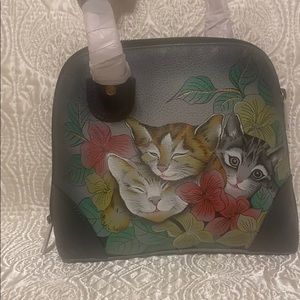 Anuschka Three Kittens leather crossbody